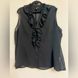 5/$15 Sheer black blouse. Pit to pit= 25”
